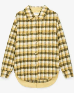 Surchemise en Laine mélangée Kro moutarde/écru-Marc O'Polo Clearance