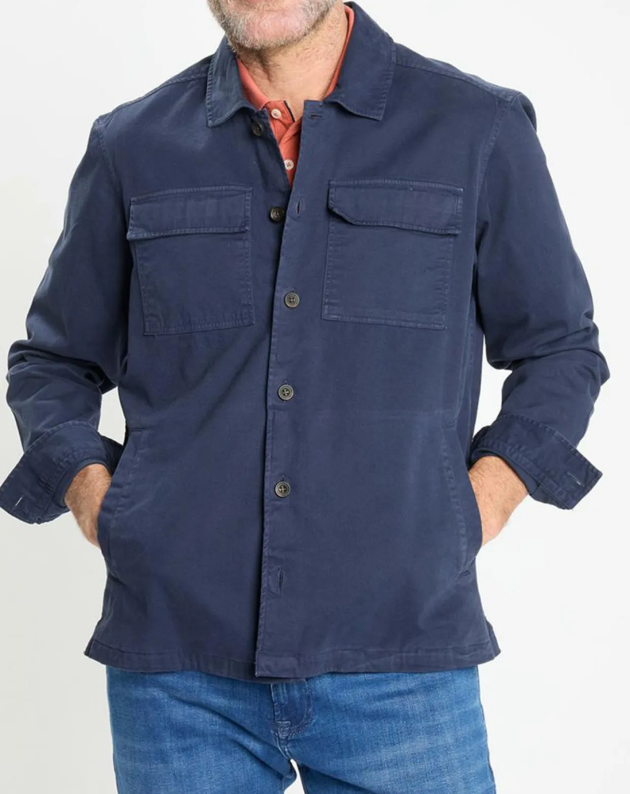 Surchemise en Twill Canvas bleu marine-Hackett London