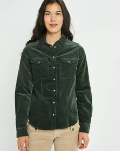 Surchemise en Velours côtelé Cloé verte-Lauren Vidal Clearance