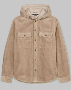 Homme Marc O'Polo Chemises^Surchemise en Velours côtelé à Capuche Double Poche beige