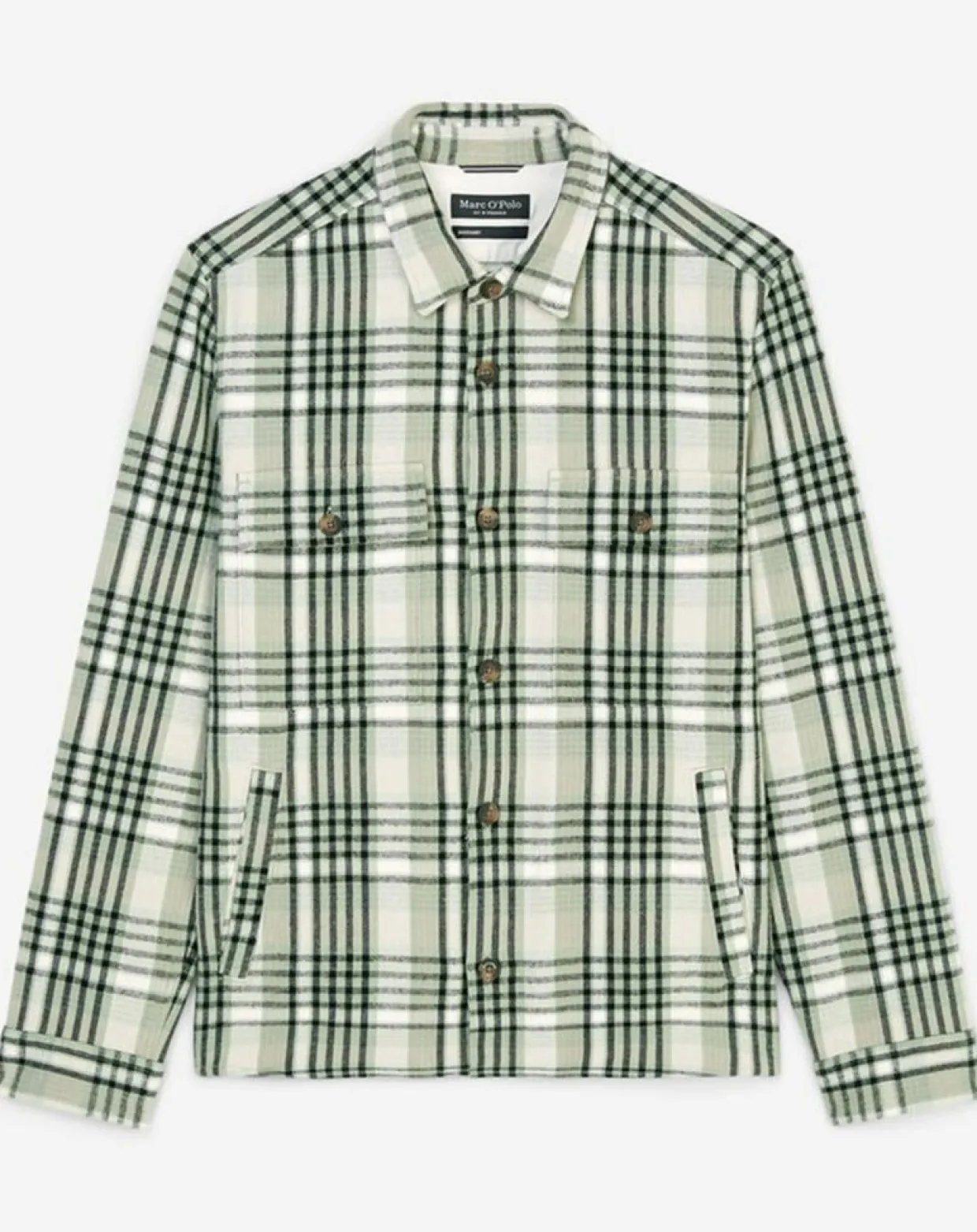 Surchemise manches longues Crx Poches Coton Organic vert/blanc-Marc O'Polo Discount