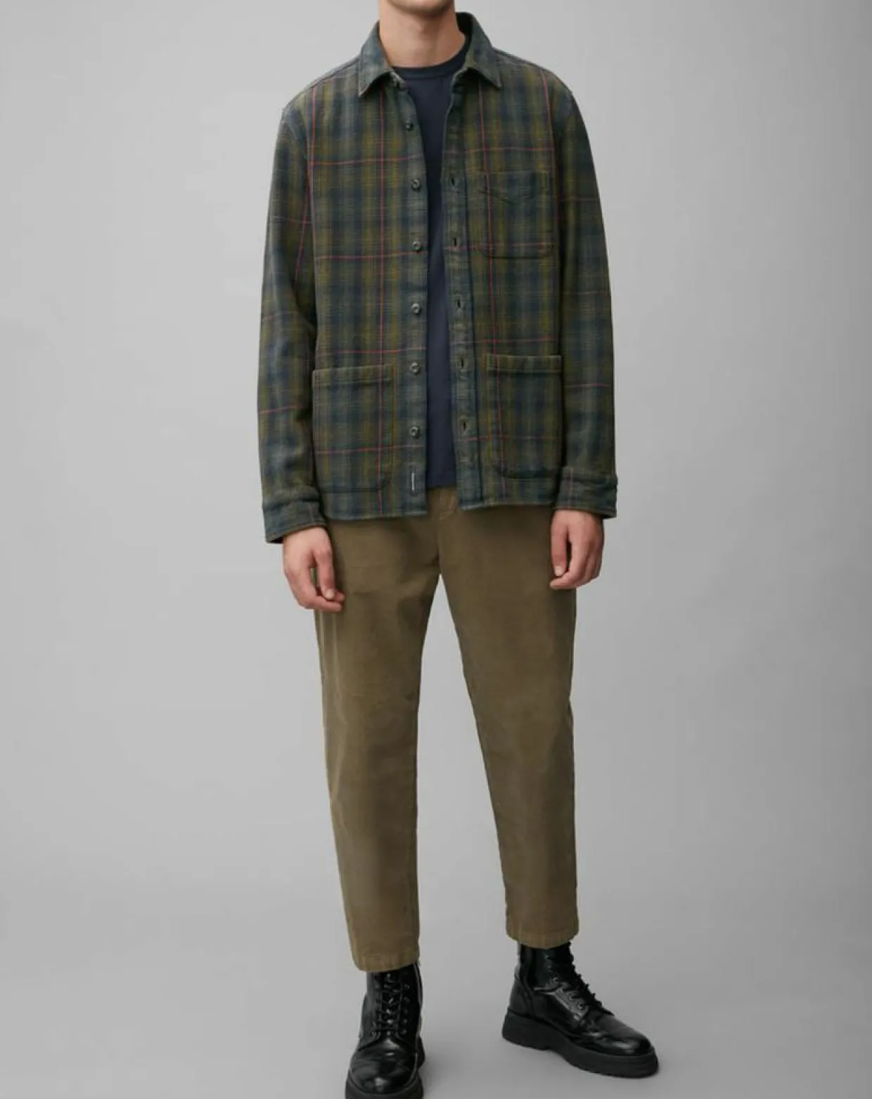 Surchemise Tartan à Poches kaki/bleu-Marc O'Polo New