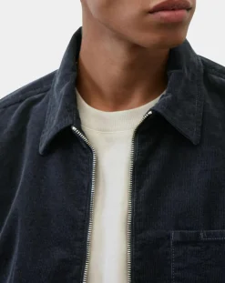Homme Marc O'Polo Chemises^Surchemise zippée en Velours milleraies bleu marine