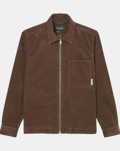 Homme Marc O'Polo Chemises^Surchemise zippée en Velours milleraies marron