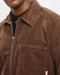 Homme Marc O'Polo Chemises^Surchemise zippée en Velours milleraies marron