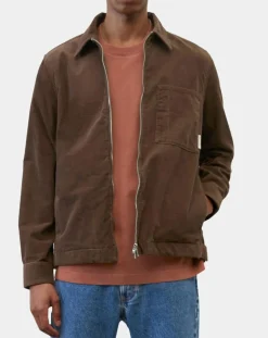 Homme Marc O'Polo Chemises^Surchemise zippée en Velours milleraies marron