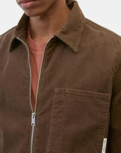 Homme Marc O'Polo Chemises^Surchemise zippée en Velours milleraies marron