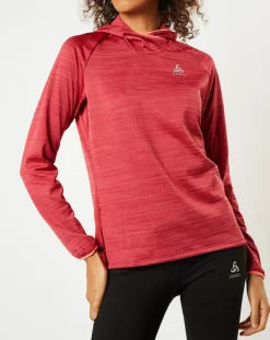 Femme Odlo Pulls^Sweat à capuche Run Easy Warm rouge