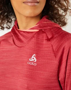 Femme Odlo Pulls^Sweat à capuche Run Easy Warm rouge