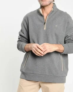 Homme Hackett London Sweats^Sweat col montant 1/2 zip gris foncé