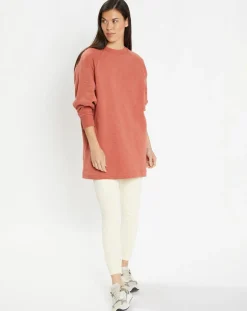 Sweat droit et long en Coton Lenny rose foncé-Galeries Lafayette