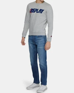 Homme Replay Pulls^Sweat Feutre gris clair