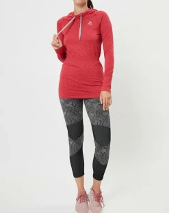 Sweat léger technique à capuche Irbis Warm rouge/hibiscus-Odlo Outlet