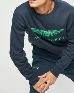 Homme Hackett London Sweats^Sweat Logo Fluo Aston martin Racing bleu marine/vert