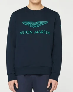 Homme Hackett London Sweats^Sweat Logo Fluo Aston martin Racing bleu marine/vert