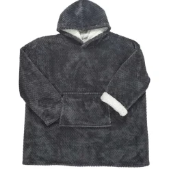 Sweat plaid à capuche intérieur Sherpa gris foncé-Home Deco Factory Sale