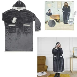 Sweat Plaid Long Sherpa gris - 170x83x2 cm-Home Deco Factory Sale