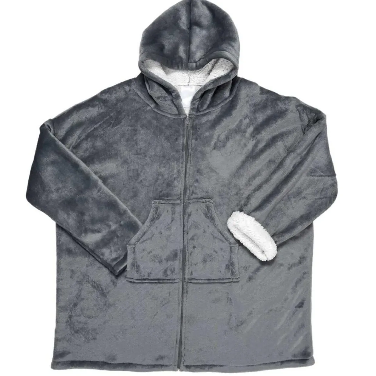 Home Deco Factory Plaids^Sweat plaid zippé à capuche intérieur Sherpa gris