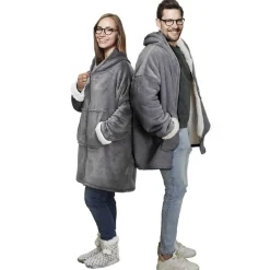 Home Deco Factory Plaids^Sweat plaid zippé à capuche intérieur Sherpa gris