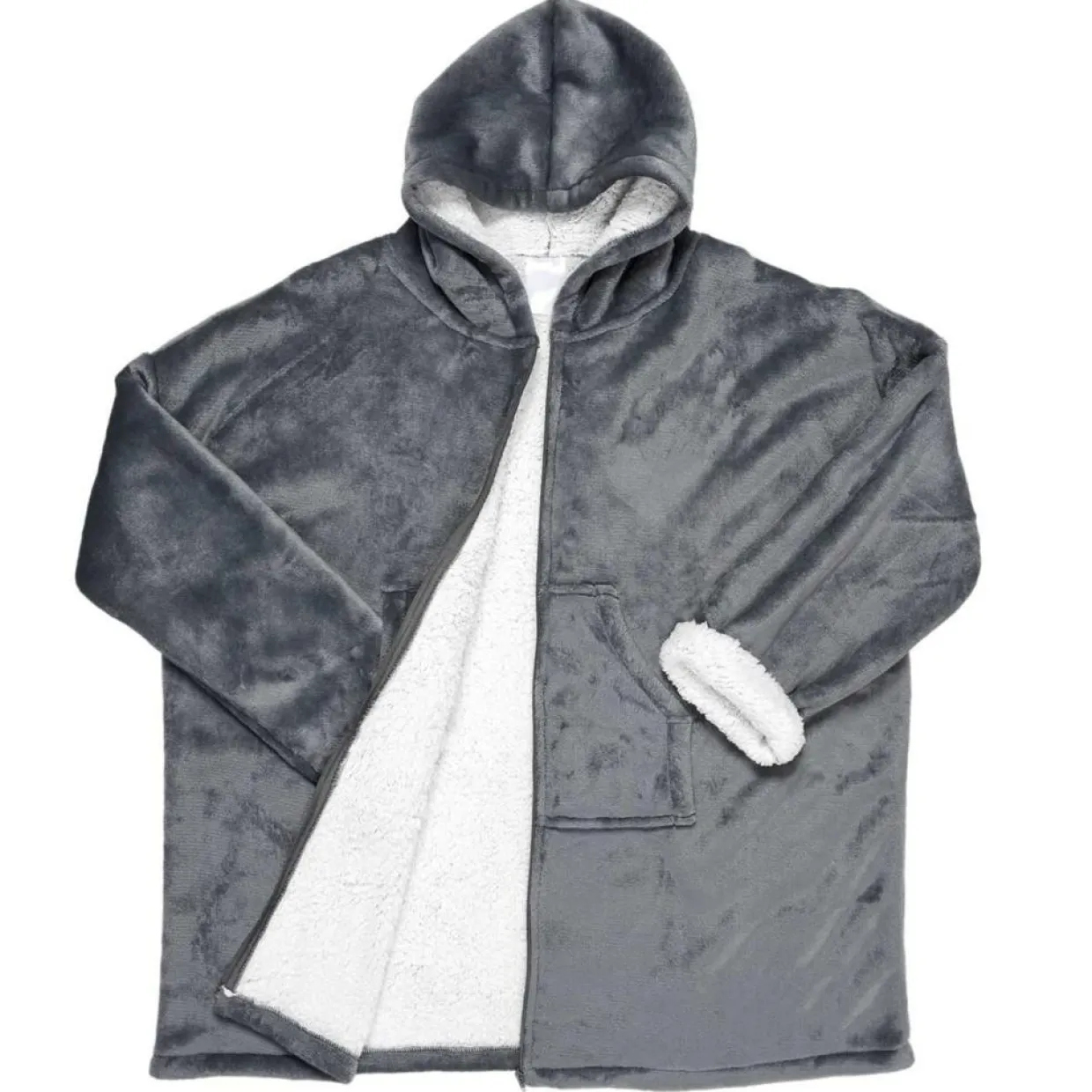 Home Deco Factory Plaids^Sweat plaid zippé à capuche intérieur Sherpa gris
