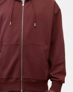 Sweat zippé à capuche 100% Coton Bio bordeaux-Marc O'Polo Discount