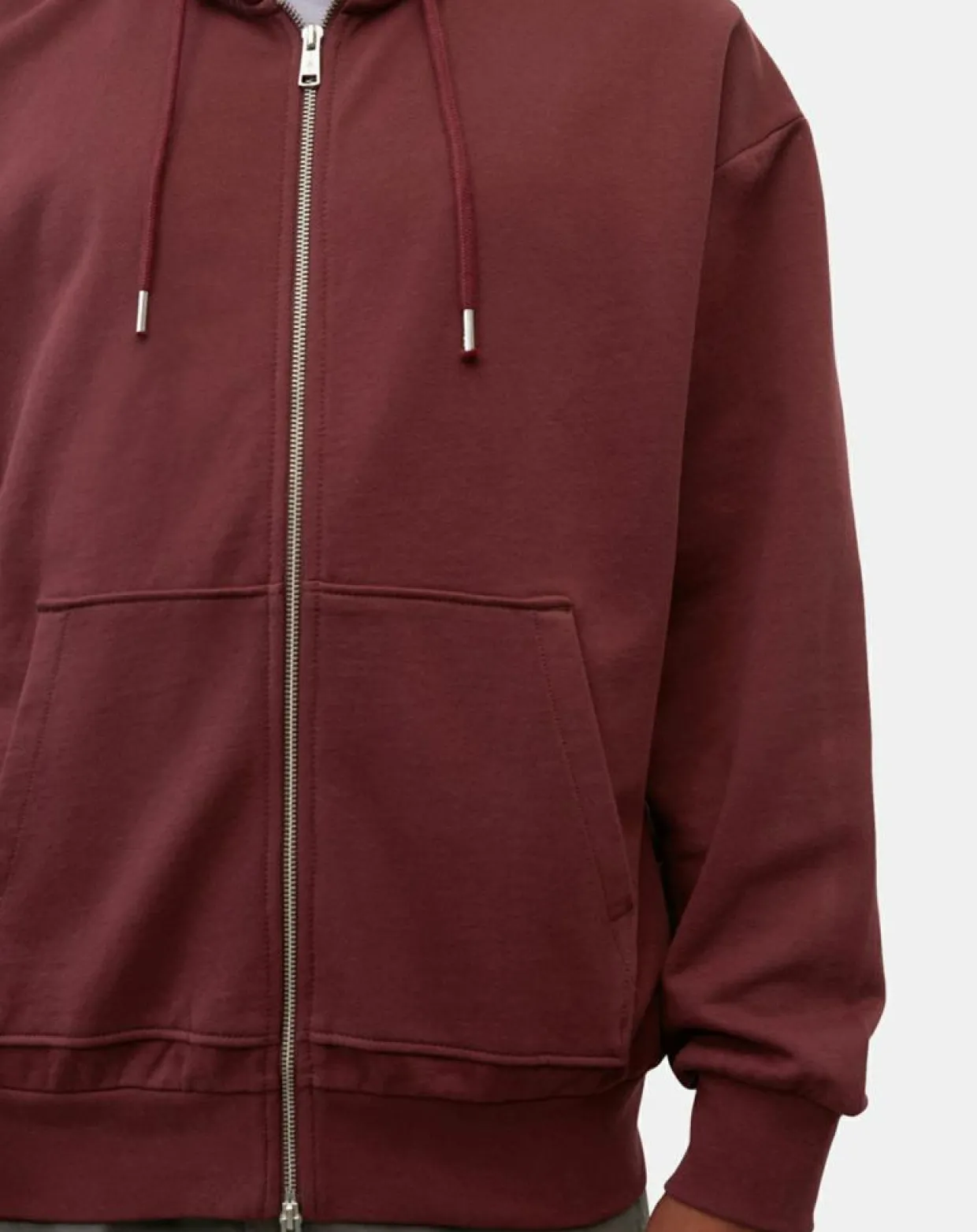 Sweat zippé à capuche 100% Coton Bio bordeaux-Marc O'Polo Discount