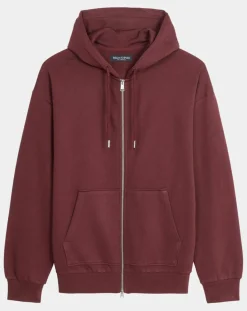 Sweat zippé à capuche 100% Coton Bio bordeaux-Marc O'Polo Discount