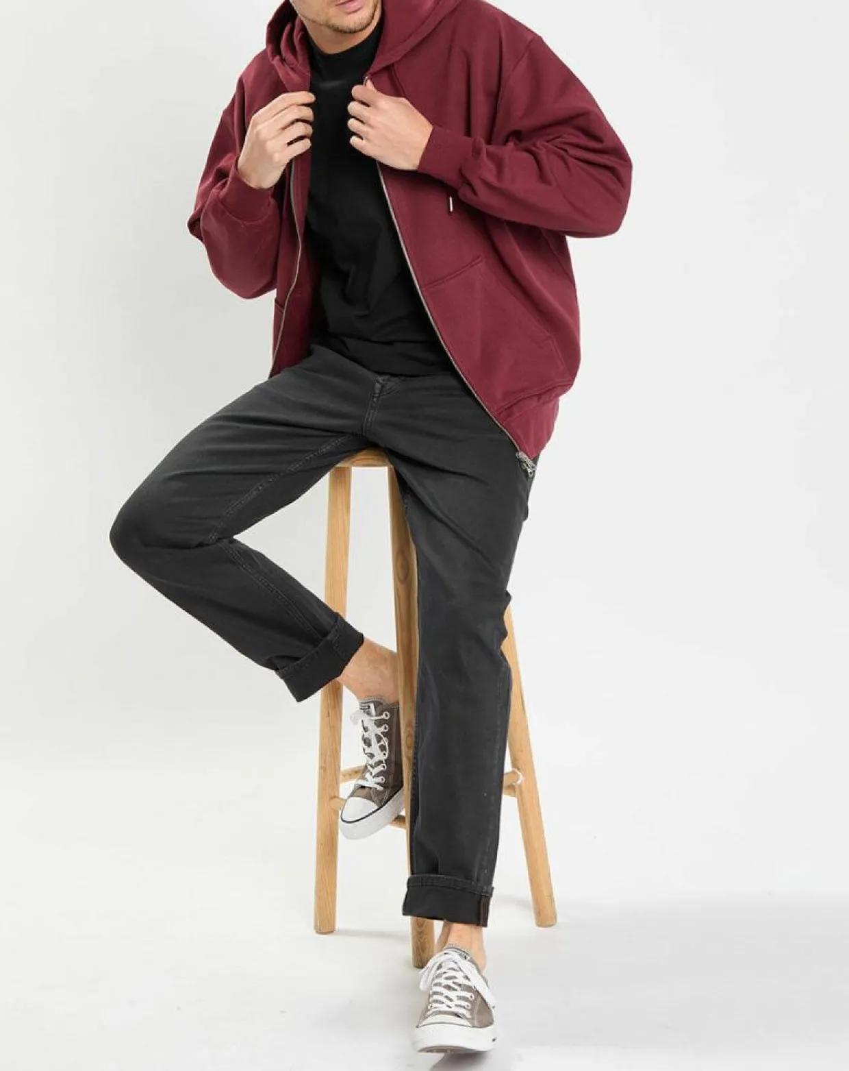Sweat zippé à capuche 100% Coton Bio bordeaux-Marc O'Polo Discount