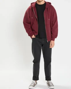 Sweat zippé à capuche 100% Coton Bio bordeaux-Marc O'Polo Discount