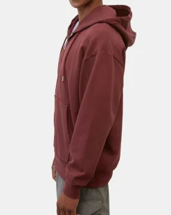 Sweat zippé à capuche 100% Coton Bio bordeaux-Marc O'Polo Discount