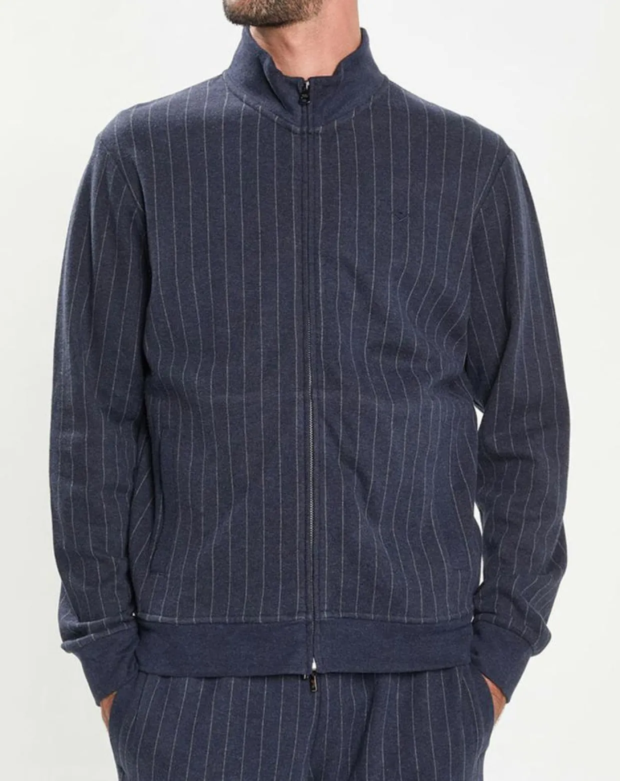 Homme Hackett London Sweats^Sweat zippé à rayures bleu nuit