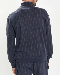 Homme Hackett London Sweats^Sweat zippé à rayures bleu nuit
