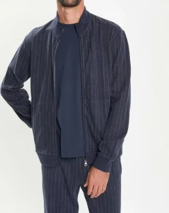 Homme Hackett London Sweats^Sweat zippé à rayures bleu nuit