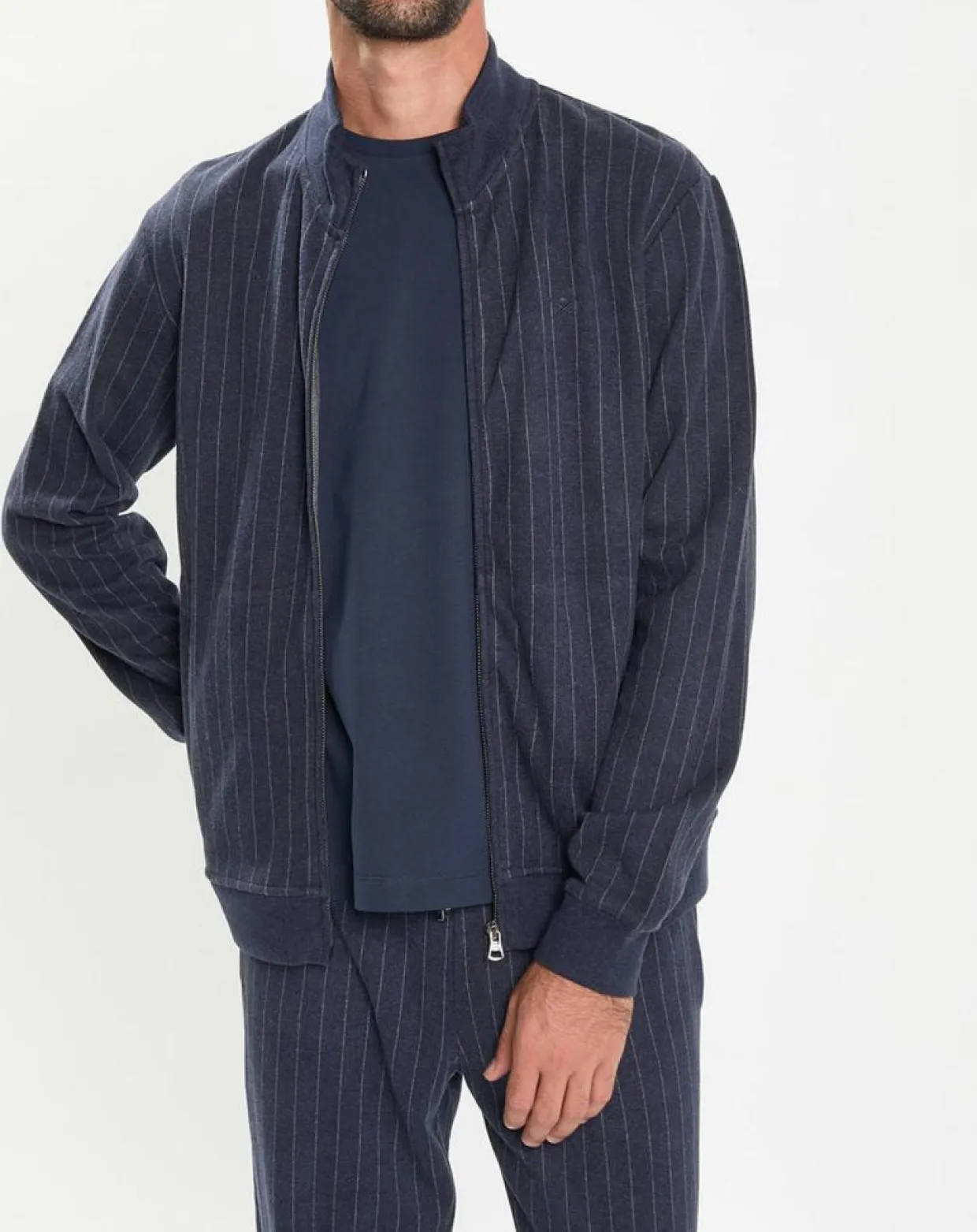 Homme Hackett London Sweats^Sweat zippé à rayures bleu nuit