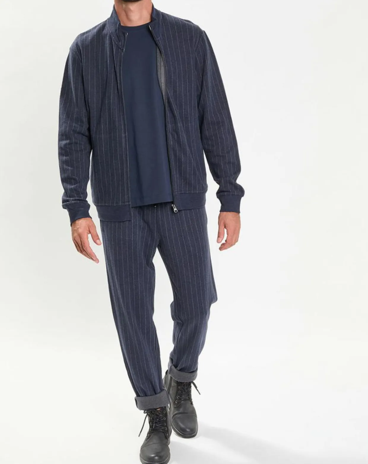Homme Hackett London Sweats^Sweat zippé à rayures bleu nuit