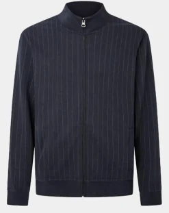 Homme Hackett London Sweats^Sweat zippé à rayures bleu nuit