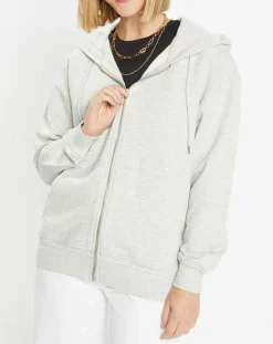 Sweat zippé en Coton bio Mathalie à capuche gris chiné-Galeries Lafayette Hot