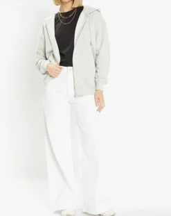 Sweat zippé en Coton bio Mathalie à capuche gris chiné-Galeries Lafayette Hot