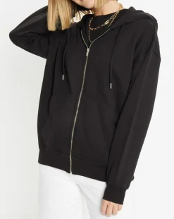 Sweat zippé en Coton bio Mathalie à capuche noir-Galeries Lafayette Clearance