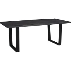 Bois & Chiffons Tables^Table à dîner en acacia massif et métal black forest noire - 240x100x76 cm