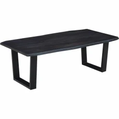 Bois & Chiffons Tables^Table à dîner en acacia massif et métal black forest noire - 240x100x76 cm