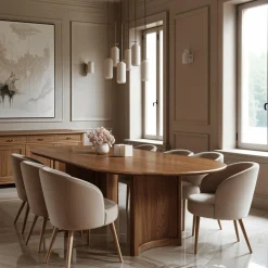 Table à manger bord arrondi Acacia Ellipse Marron - 203x102x76 cm-Bois & Chiffons Hot