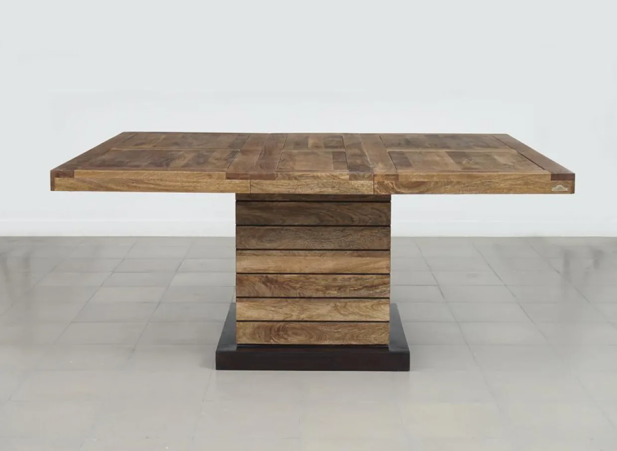 Table à manger carrée - Rallonge centrale Naturel - 130x130x76 cm-Bois & Chiffons Outlet
