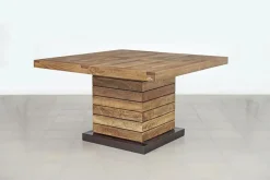 Table à manger carrée - Rallonge centrale Naturel - 130x130x76 cm-Bois & Chiffons Outlet