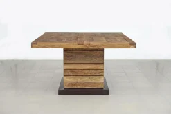 Table à manger carrée - Rallonge centrale Naturel - 130x130x76 cm-Bois & Chiffons Outlet