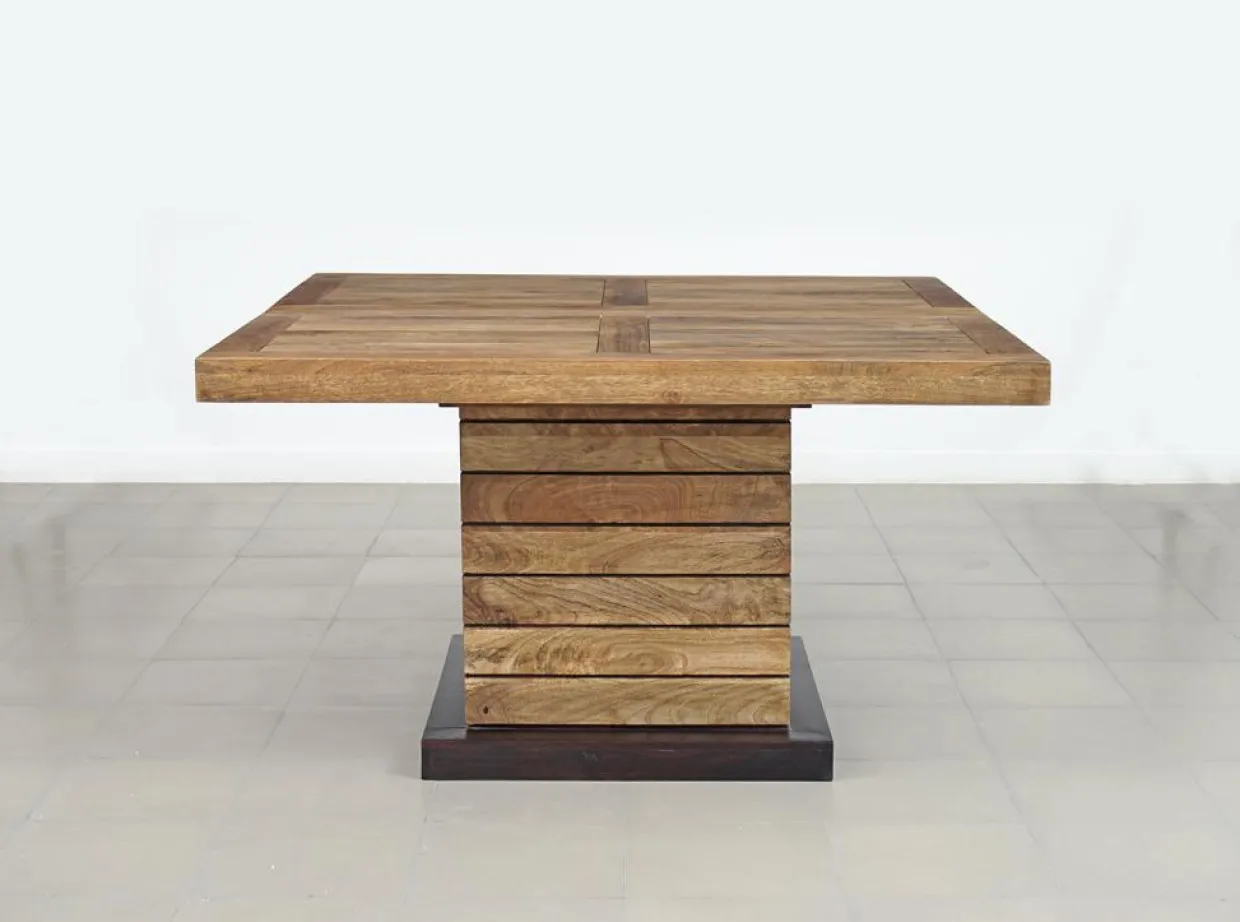Table à manger carrée - Rallonge centrale Naturel - 130x130x76 cm-Bois & Chiffons Outlet