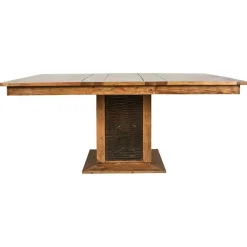 Bois & Chiffons Tables^Table à manger carrée bois sculpté bicolore acacia maya brun/miel - 130x130x76 cm