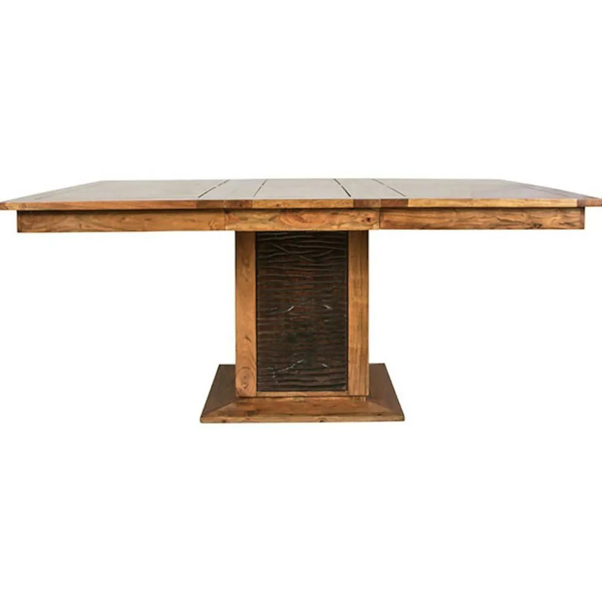 Bois & Chiffons Tables^Table à manger carrée bois sculpté bicolore acacia maya brun/miel - 130x130x76 cm
