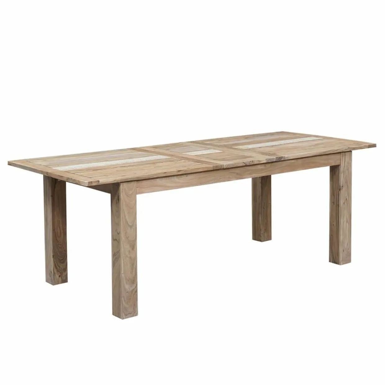 Table à manger plateau cannage 180 rallonge 40 Acacia Tatoo II Beige - 180x90x77 cm-Bois & Chiffons Clearance