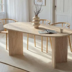 Table à manger Sablin travertin - 180x75x89.5 cm-Homitis New